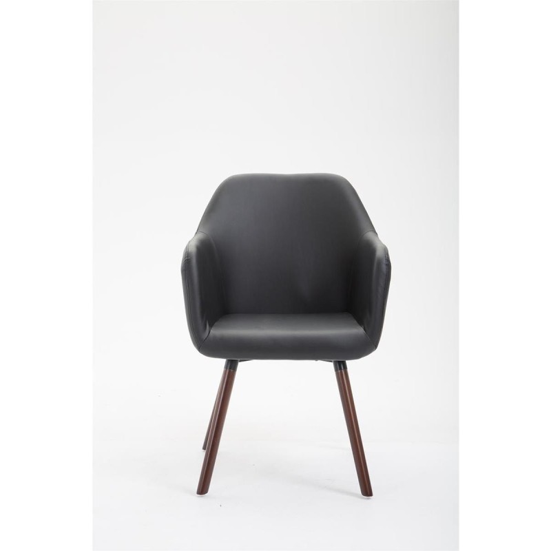 Silla de Confidente WAYAN PIEL, Patas Nogal, Negro
