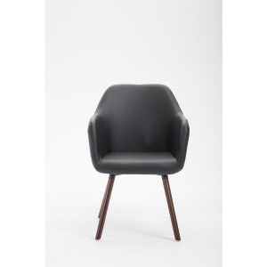 Silla de Confidente WAYAN PIEL, Patas Nogal, Negro