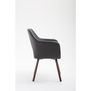Silla de Confidente WAYAN PIEL, Patas Nogal, Negro