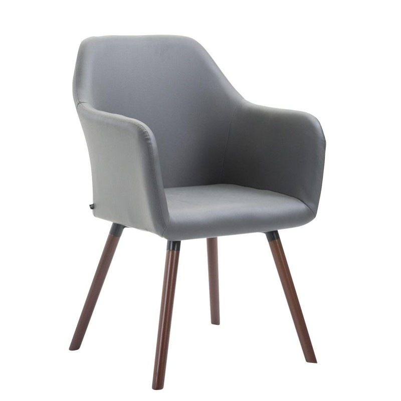 Silla de Confidente WAYAN PIEL, Patas Nogal, Negro