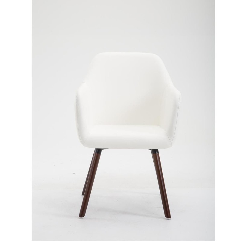 Silla de Confidente WAYAN PIEL, Patas Nogal, Negro