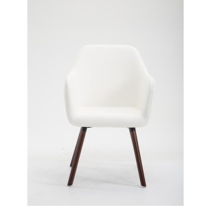 Silla de Confidente WAYAN PIEL, Patas Nogal, Negro