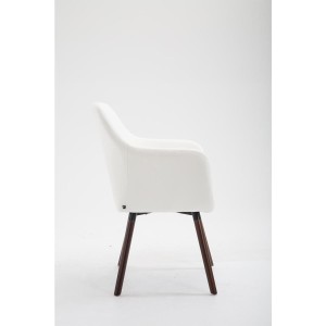 Silla de Confidente WAYAN PIEL, Patas Nogal, Negro