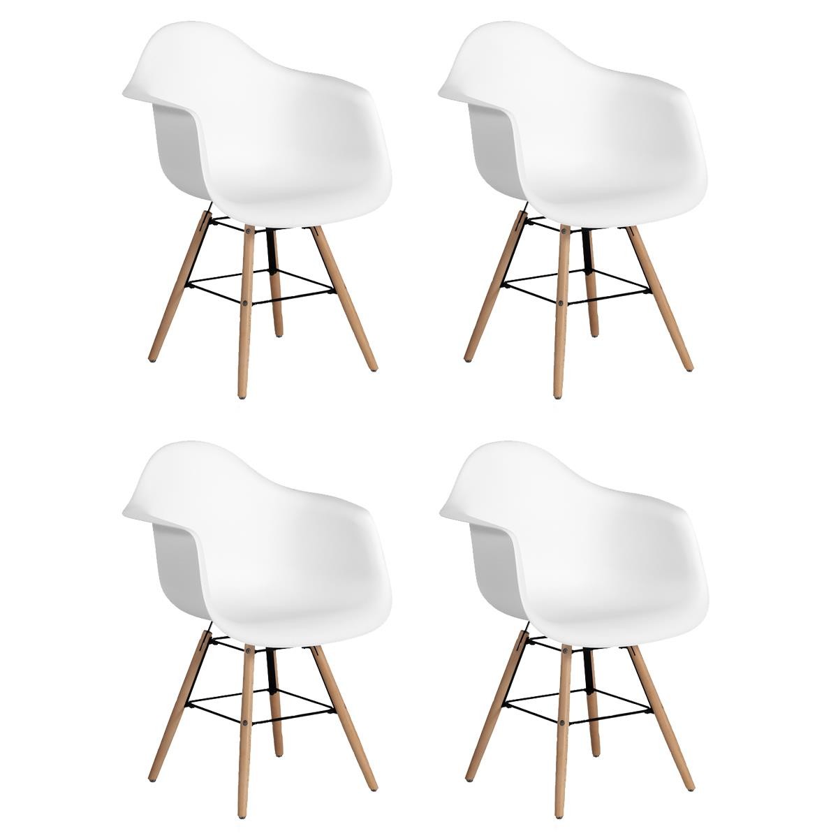 Lote 4 Sillas Confidente GARI, Patas Madera, Diseño Nórdico, Negro