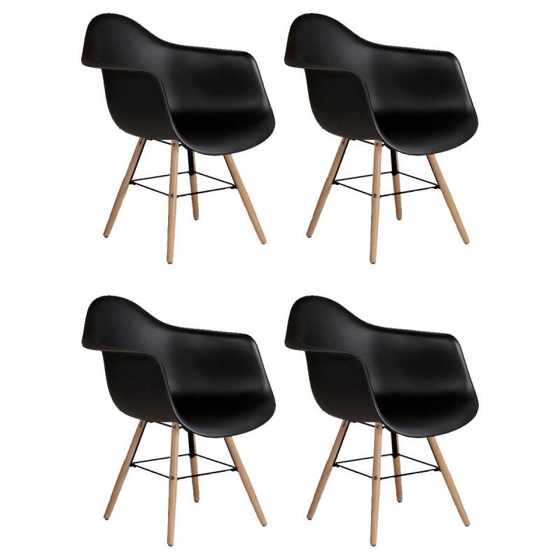 Lote 4 sillas confidente GARI, diseño nórdico, color negro