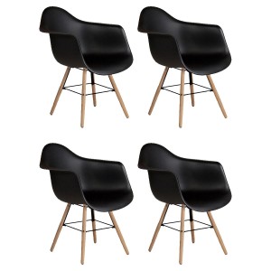 Lote 4 sillas confidente GARI, diseño nórdico, color negro