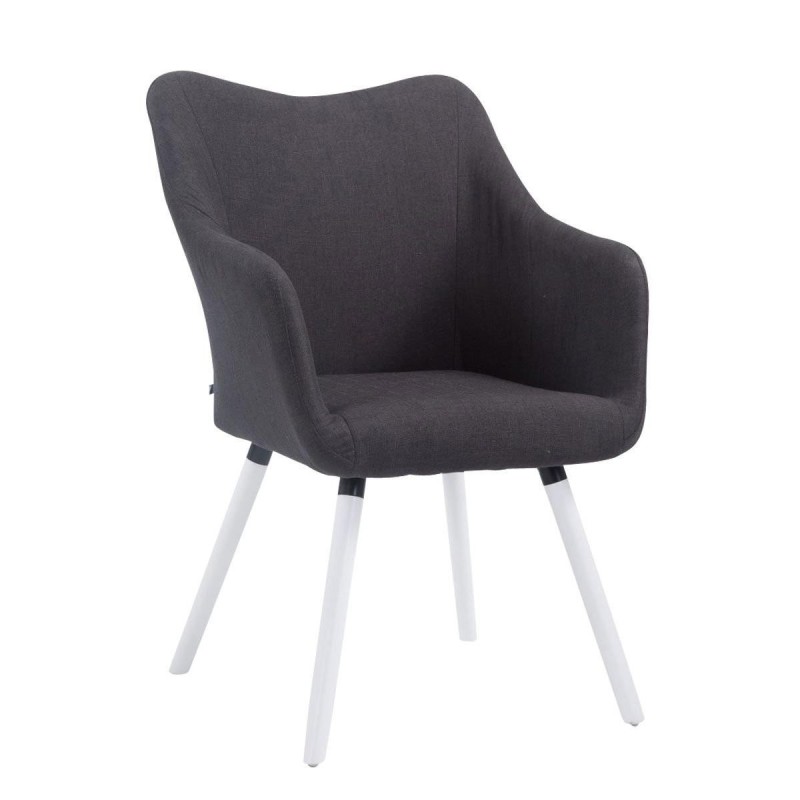Silla de Confidente GREG, Patas Blancas, Tela Negra