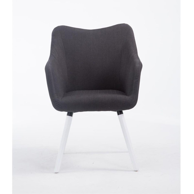 Silla de Confidente GREG, Patas Blancas, Tela Negra