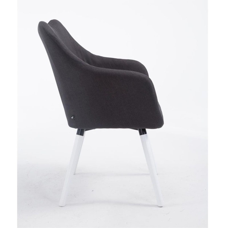 Silla de Confidente GREG, Patas Blancas, Tela Negra