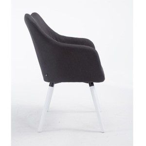 Silla de Confidente GREG, Patas Blancas, Tela Negra