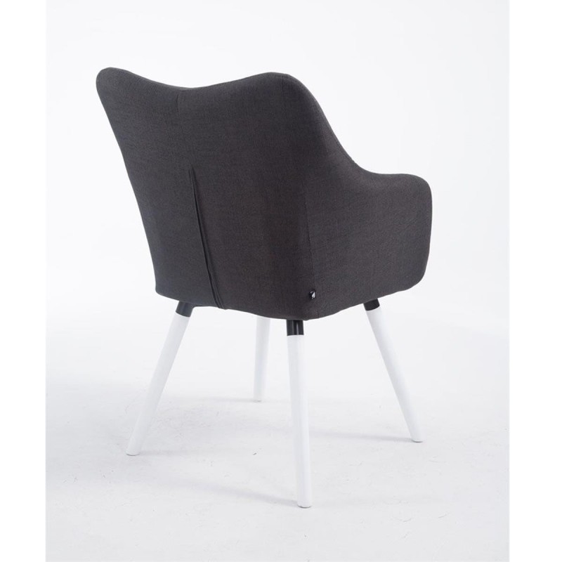Silla de Confidente GREG, Patas Blancas, Tela Negra