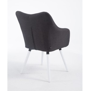 Silla de Confidente GREG, Patas Blancas, Tela Negra
