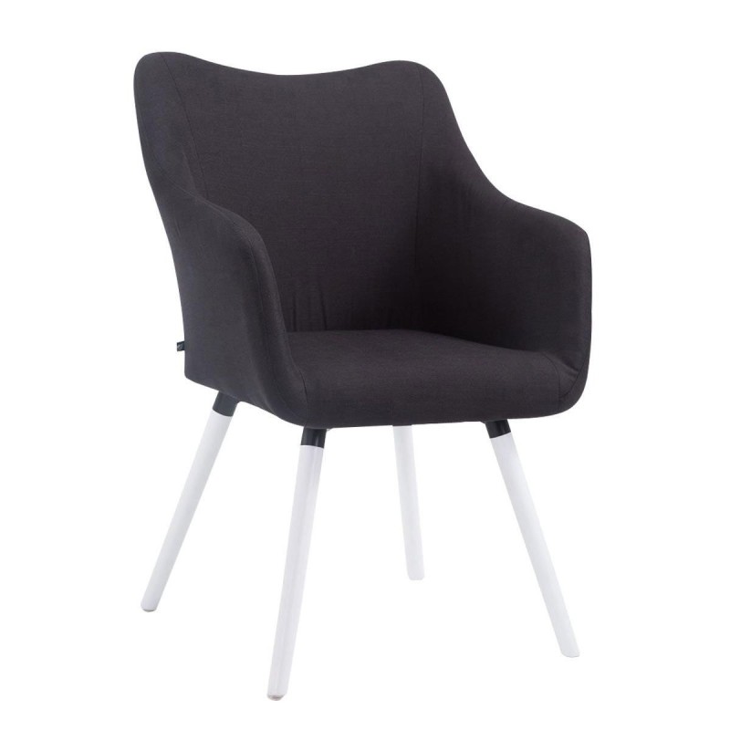 Silla de Confidente GREG, Patas Blancas, Tela Negra