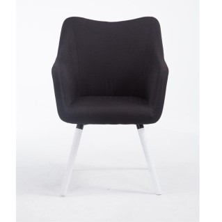 Silla de Confidente GREG, Patas Blancas, Tela Negra 2