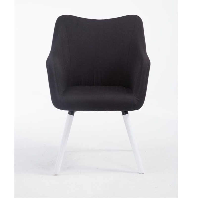 Silla de Confidente GREG, Patas Blancas, Tela Negra