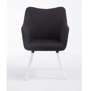 Silla de Confidente GREG, Patas Blancas, Tela Negra