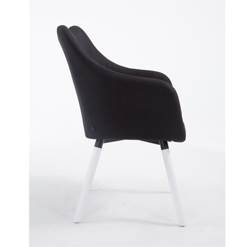 Silla de Confidente GREG, Patas Blancas, Tela Negra
