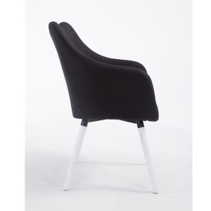 Silla de Confidente GREG, Patas Blancas, Tela Negra