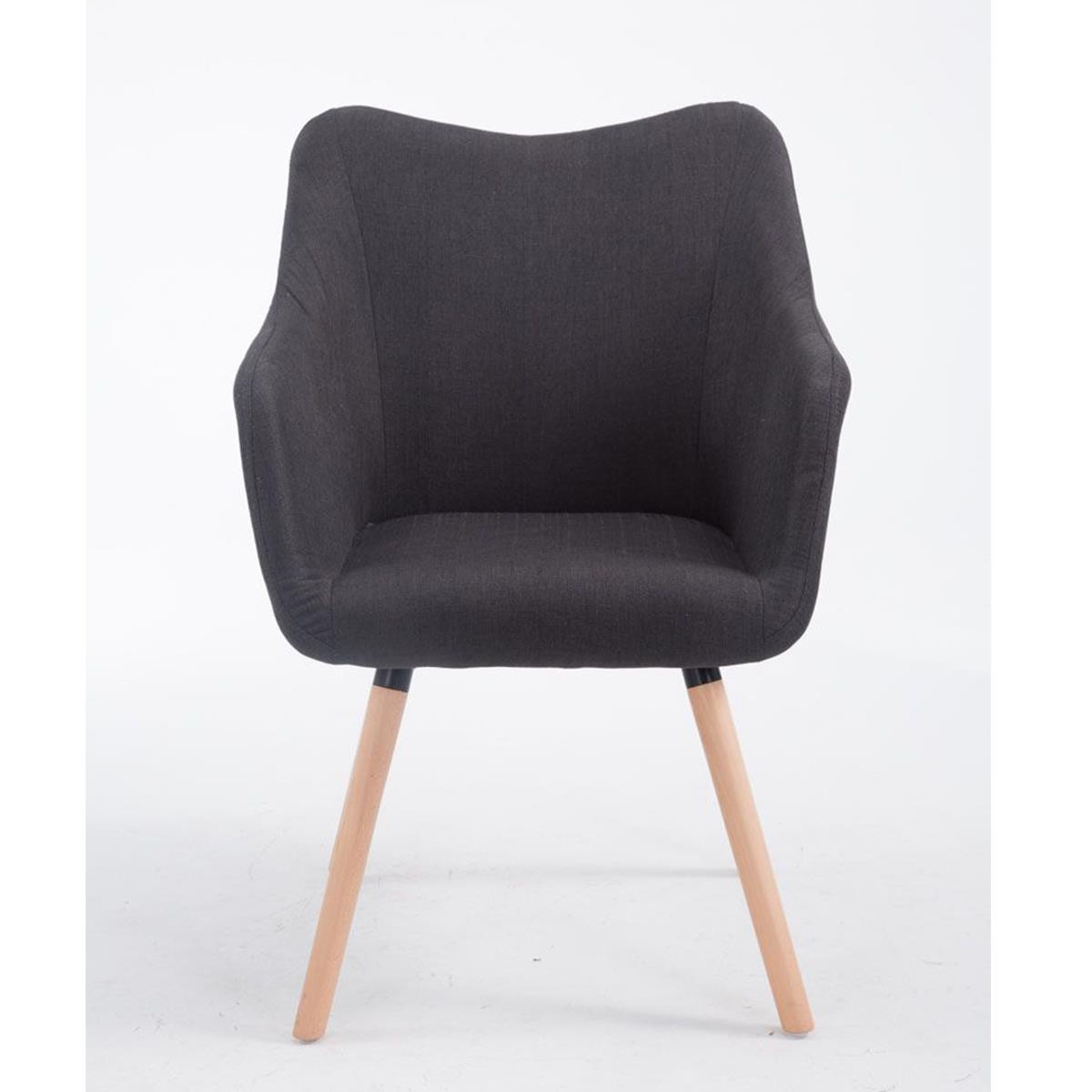 Silla de Confidente GREG, Diseño Moderno, Patas Claras, en Tela Negra