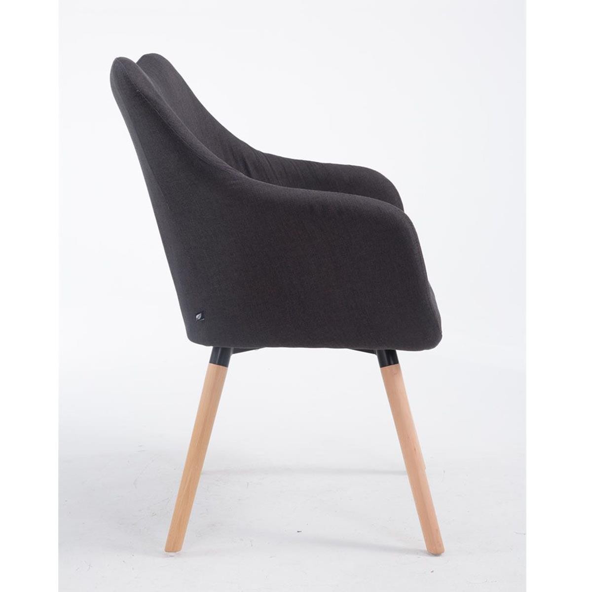 Silla de Confidente GREG, Diseño Moderno, Patas Claras, en Tela Negra