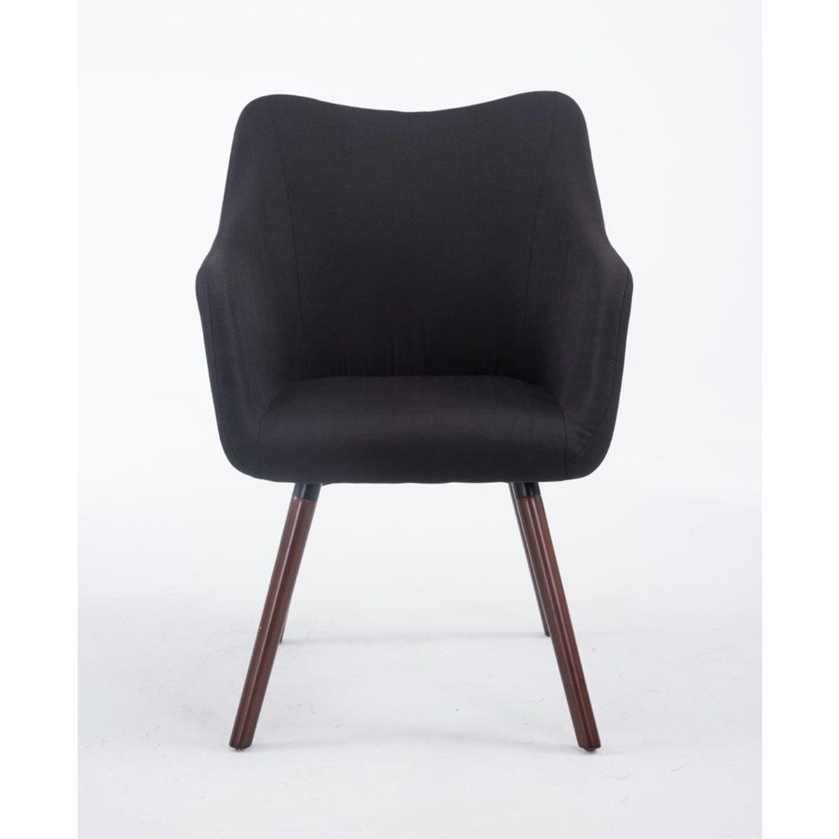 Silla de Confidente GREG, Diseño Moderno, Patas Nogal, en Tela Negra