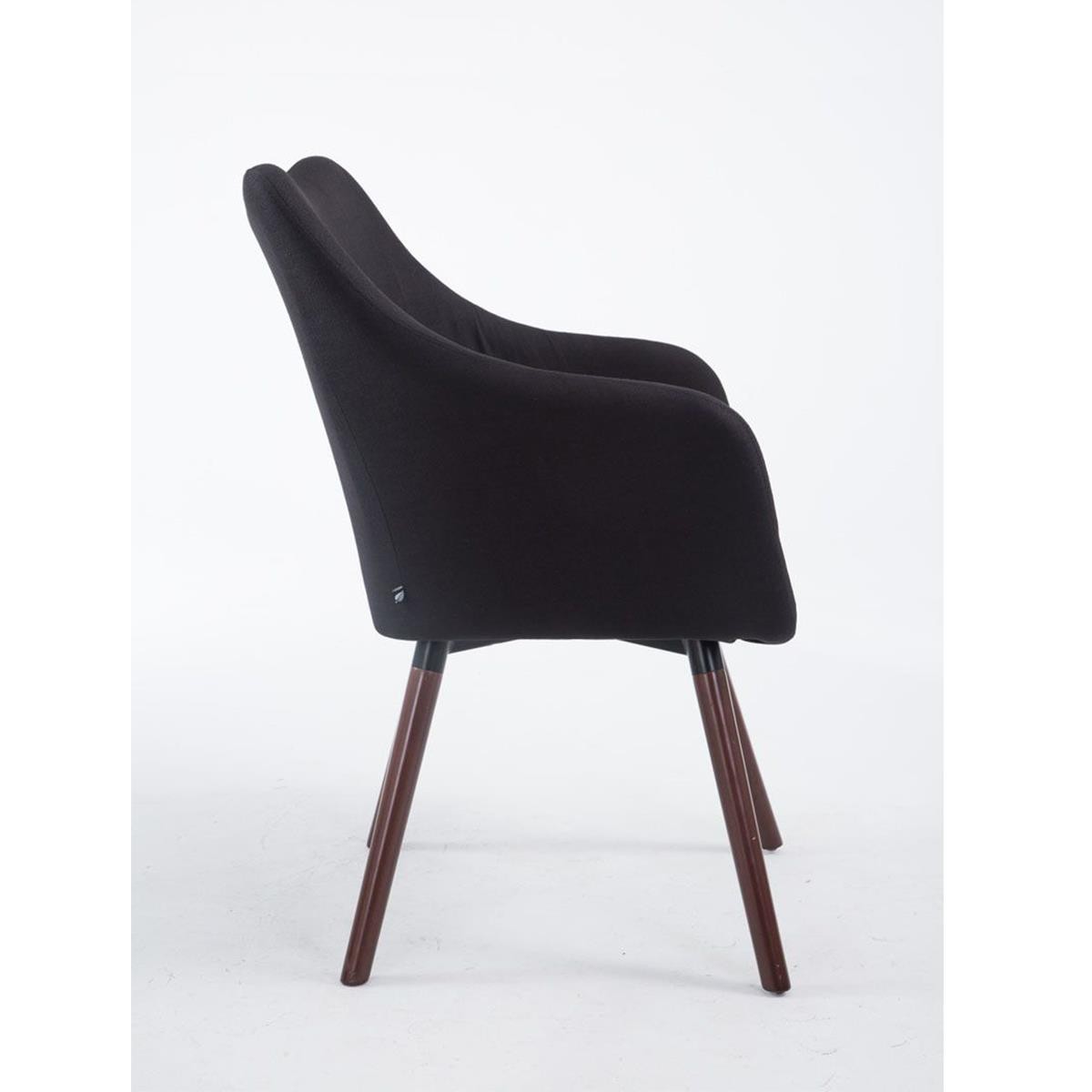 Silla de Confidente GREG, Diseño Moderno, Patas Nogal, en Tela Negra