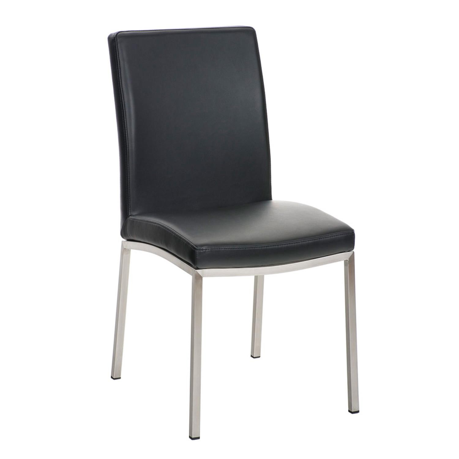 Silla de Confidente MILTON, Diseño Exclusivo, Tapizada en Piel color Negro