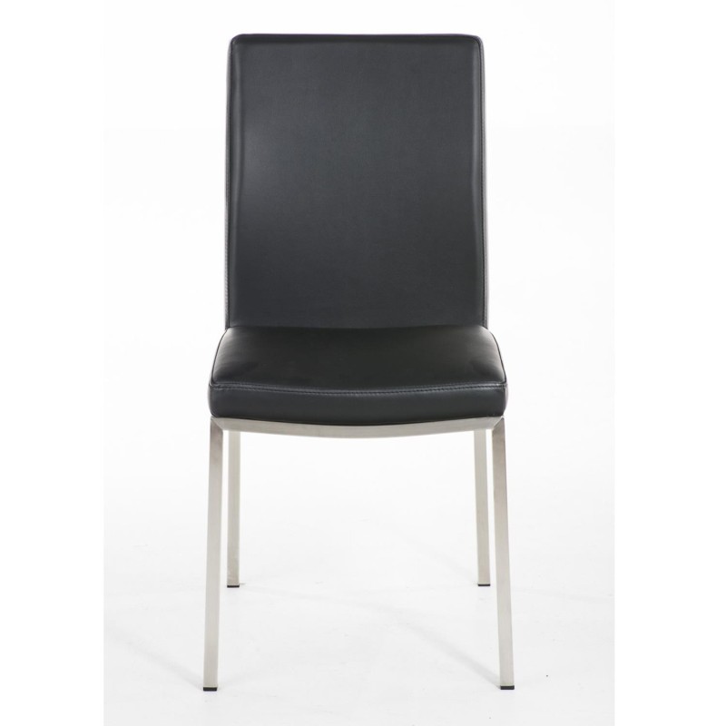 Silla de Confidente MILTON, Tapizada en Piel Color Negro
