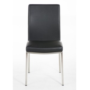 Silla de Confidente MILTON, Tapizada en Piel Color Negro