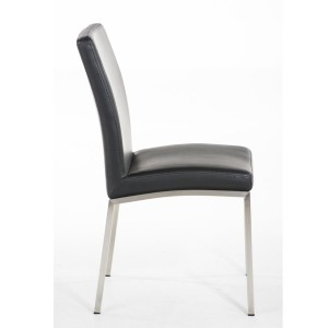 Silla de Confidente MILTON, Tapizada en Piel Color Negro