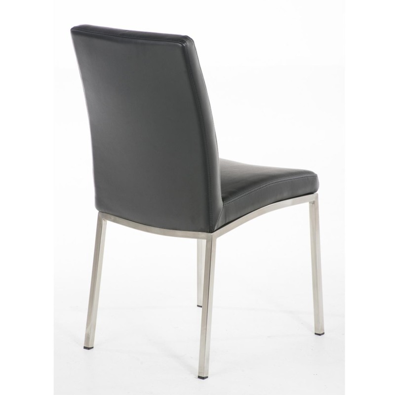 Silla de Confidente MILTON, Tapizada en Piel Color Negro