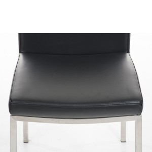Silla de Confidente MILTON, Tapizada en Piel Color Negro