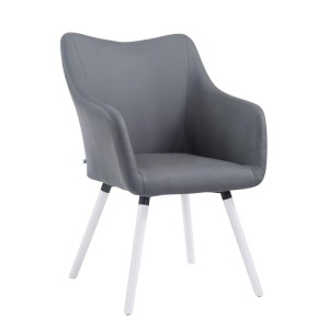 Silla de Confidente GREG PIEL, Patas Blancas, Negro