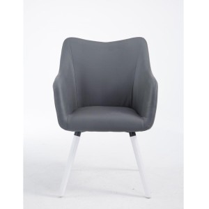 Silla de Confidente GREG PIEL, Patas Blancas, Negro