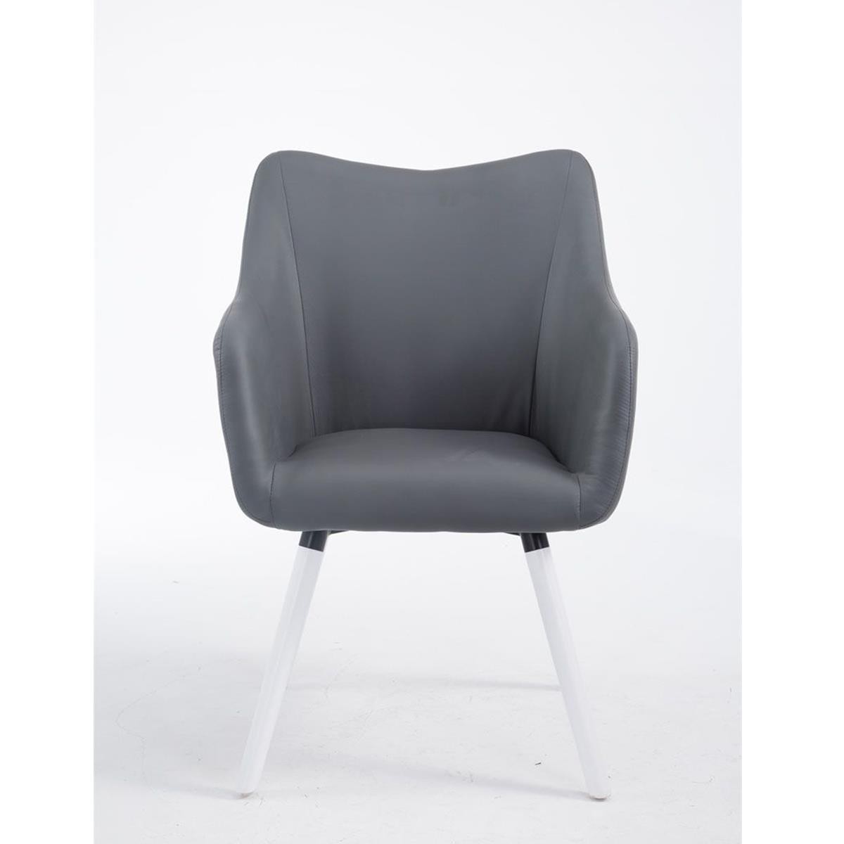 Silla de Confidente GREG PIEL, Diseño Moderno, Patas Blancas, Negro