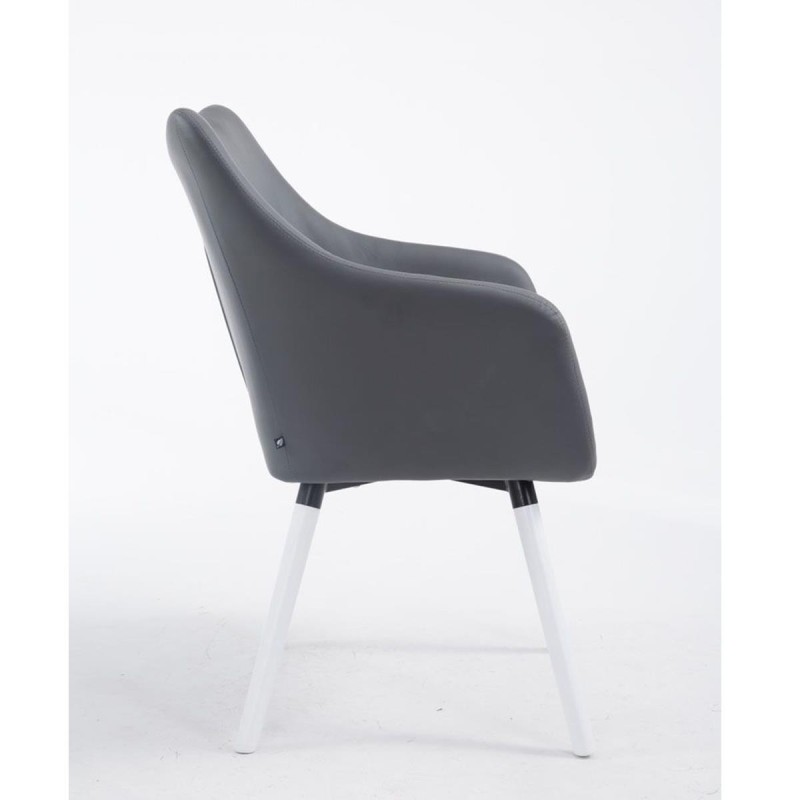 Silla de Confidente GREG PIEL, Patas Blancas, Negro