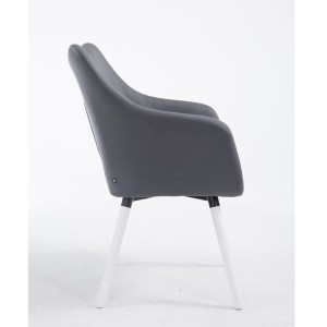 Silla de Confidente GREG PIEL, Patas Blancas, Negro