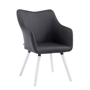 Silla de Confidente GREG PIEL, Patas Blancas, Negro