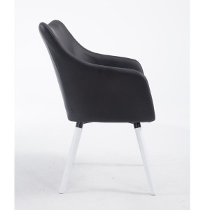 Silla de Confidente GREG PIEL, Patas Blancas, Negro