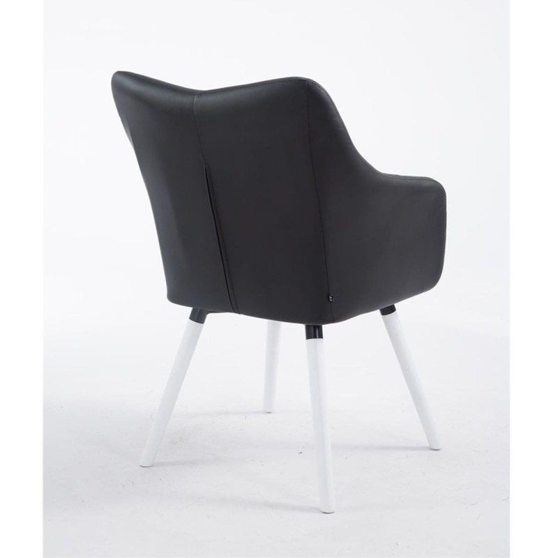 Silla de Confidente GREG PIEL, Patas Blancas, Negro