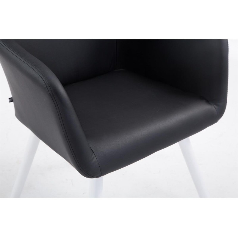 Silla de Confidente GREG PIEL, Patas Blancas, Negro