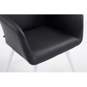 Silla de Confidente GREG PIEL, Patas Blancas, Negro