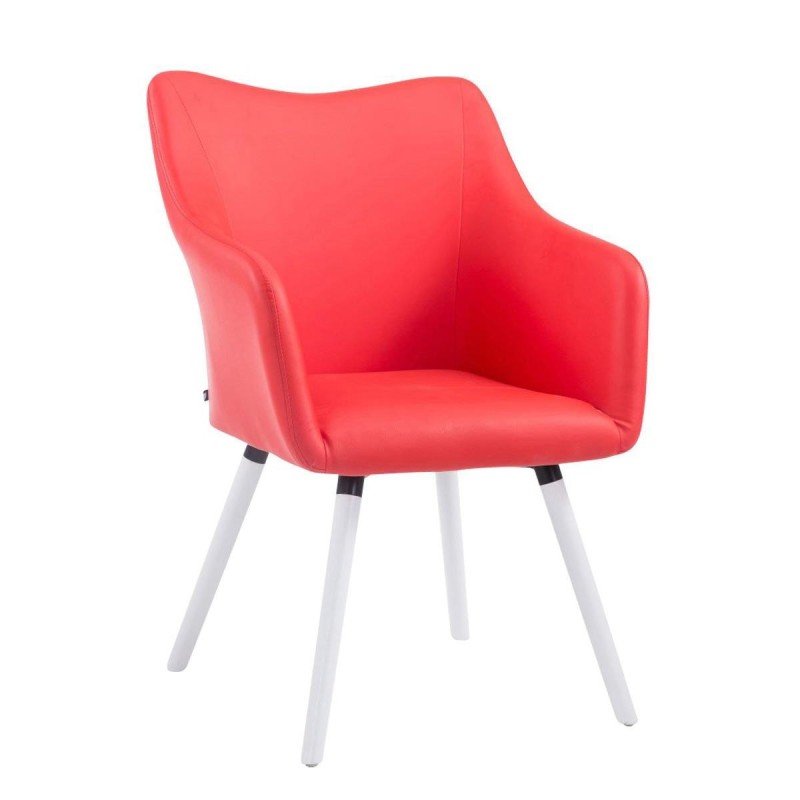 Silla de Confidente GREG PIEL, Patas Blancas, Negro