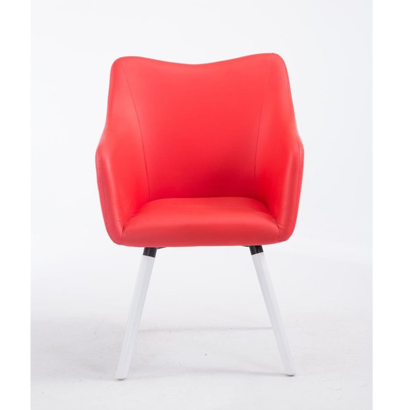 Silla de Confidente GREG PIEL, Patas Blancas, Negro