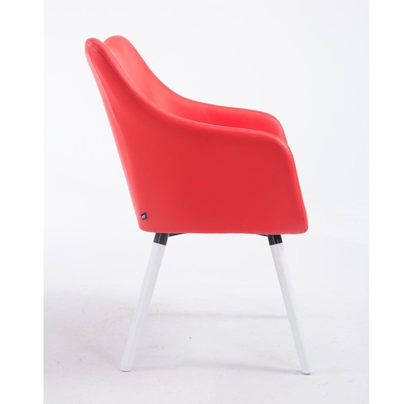 Silla de Confidente GREG PIEL, Patas Blancas, Negro