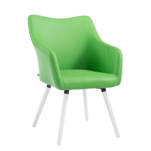 Silla de Confidente GREG PIEL, Patas Blancas, Negro