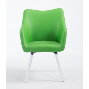Silla de Confidente GREG PIEL, Patas Blancas, Negro