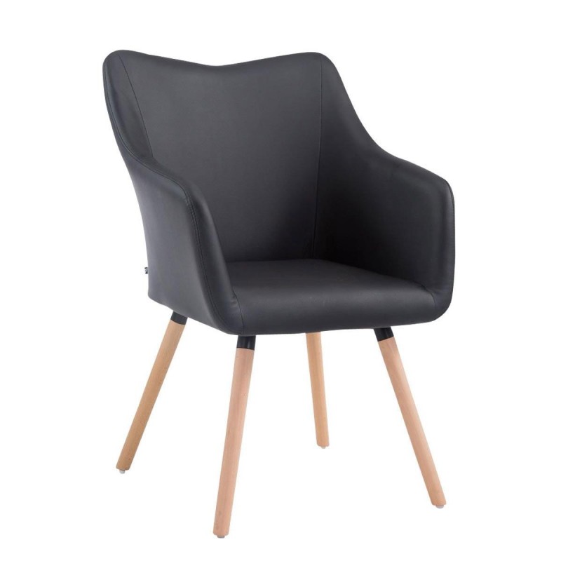 Silla de Confidente GREG PIEL, Patas Claras, Negro
