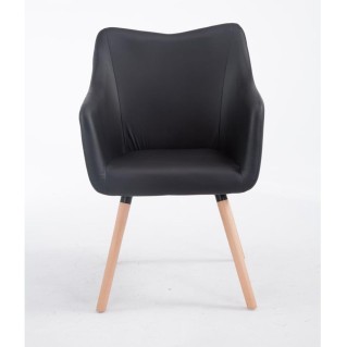 Silla de Confidente GREG PIEL, Patas Claras, Negro 2