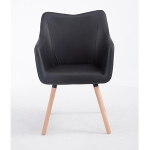 Silla de Confidente GREG PIEL, Patas Claras, Negro